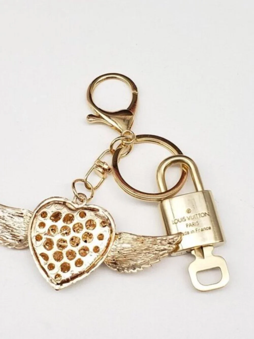 Authentic Louis Vuitton Lock & Key Gold ✨ Unbranded Keychain Bag Charm LV